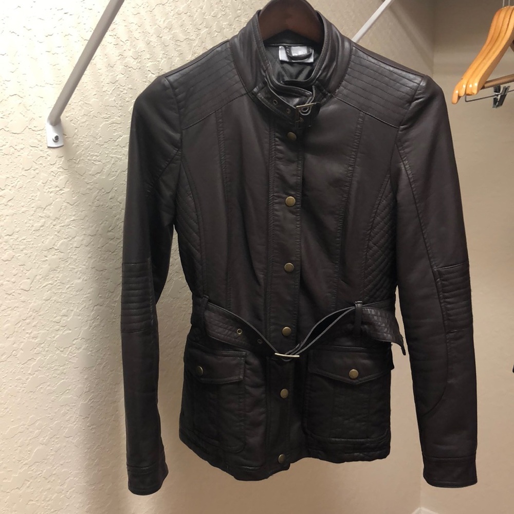Wallis chocolate brown leather jacket